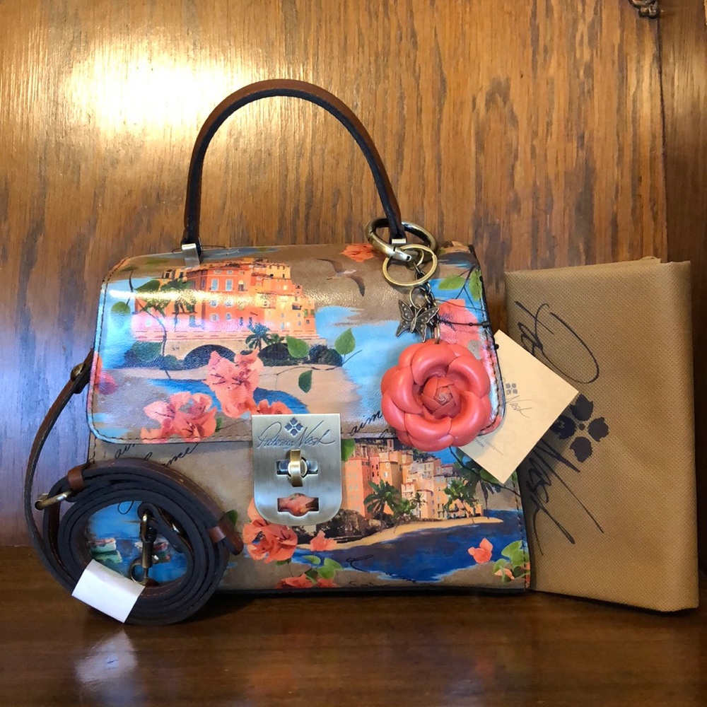 NWT-Patricia Nash-SET-French Riviera-Chauny Satchel & Coral Rose Charm-$238